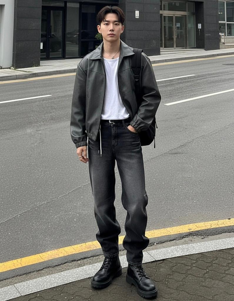 استایل با کت چرم مردانه