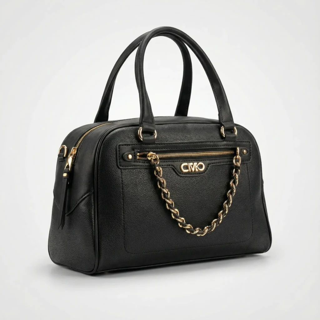 کیف چرم زنانه مشکی M.K