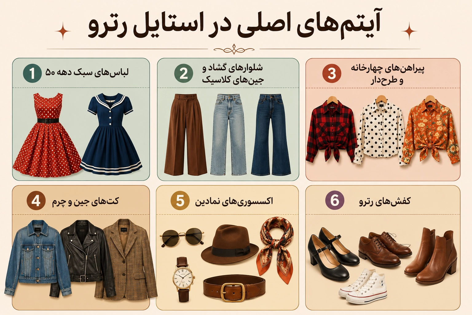 آیتمهای اصلی در استایل رترو