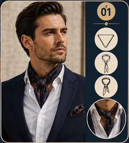 مدل بستن دستمال گردن با گره کلاسیک (Classic Knot)