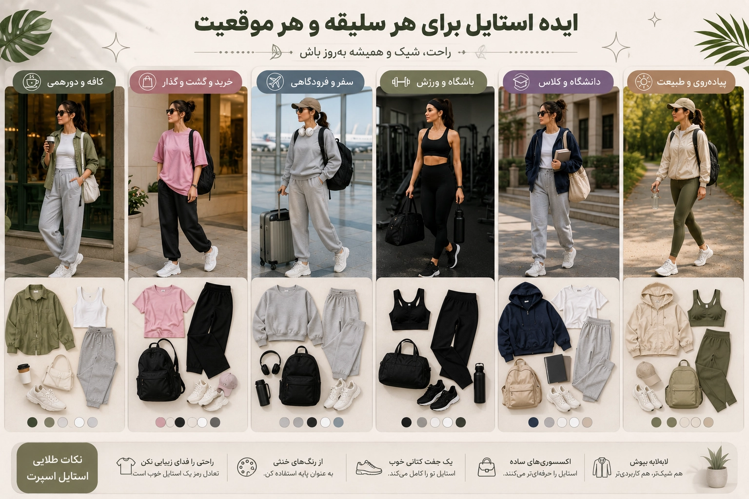 ایده استایل اسپرت زنانه برای هر سلیقه و موقعیت