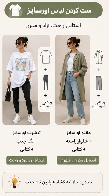 ست کردن لباس اورسایز
