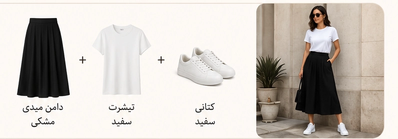 استایل مینیمال با دامن